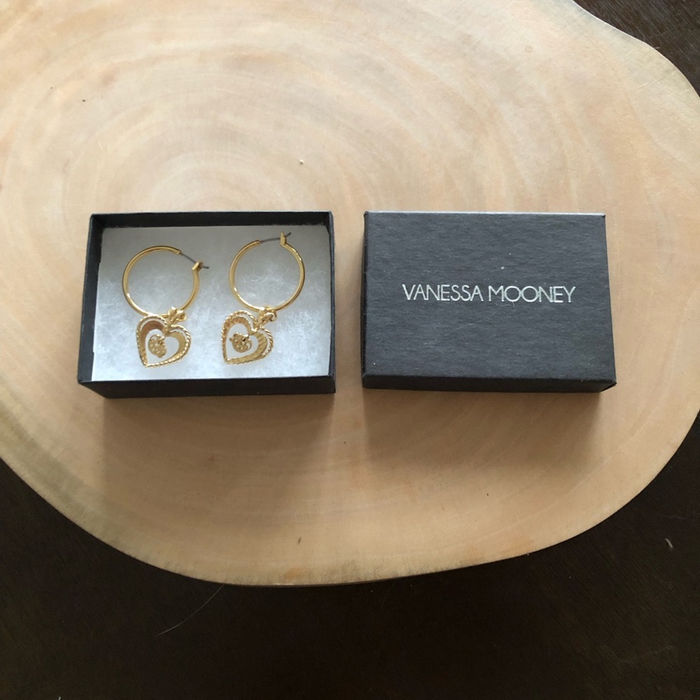 Vanessa Mooney Gold Heart Charm Earrings